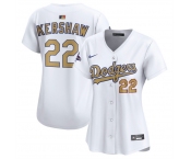 Women's Los Angeles Dodgers #22 Clayton Kershaw White 2025 Gold Collection Limited Stitched Baseball Jersey
