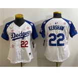 Women's Los Angeles Dodgers #22 Clayton Kershaw White Royal 2025 Tokyo Series Limited Stitched Baseball Jersey