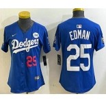 Women's Los Angeles Dodgers #25 Tommy Edman Number Blue 2024 World Series With Fernando 34 Fashion Limited Stitched Jersey