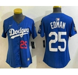 Women's Los Angeles Dodgers #25 Tommy Edman Number Blue 2024 World Series With Fernando 34 Fashion Limited Stitched Jerseys