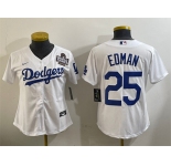 Women's Los Angeles Dodgers #25 Tommy Edman White 2024 World Series Cool Base Stitched Baseball Jersey