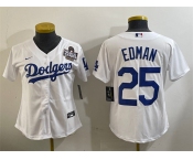 Women's Los Angeles Dodgers #25 Tommy Edman White 2024 World Series Cool Base Stitched Baseball Jersey