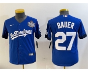 Women's Los Angeles Dodgers #27 Trevor Bauer Blue 2024 World Series City Connect Cool Base Stitched Jersey