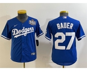Women's Los Angeles Dodgers #27 Trevor Bauer Blue 2024 World Series Cool Base Stitched Jersey