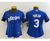 Women's Los Angeles Dodgers #3 Chris Taylor Blue 2022 Cool Base Stitched Nike Jersey