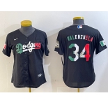 Women's Los Angeles Dodgers #34 Fernando Valenzuela Authentic Collection Stitched MLB Jersey