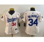 Women's Los Angeles Dodgers #34 Fernando Valenzuela Cream 2025 Tokyo Series Limited Stitched Baseball Jersey