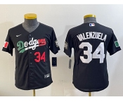 Women's Los Angeles Dodgers #34 Fernando Valenzuela Number Black Mexico 2020 World Series Cool Base Nike Jersey