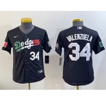 Women's Los Angeles Dodgers #34 Fernando Valenzuela Number Black Mexico 2020 World Series Cool Base Nike Jerseys