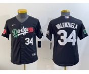 Women's Los Angeles Dodgers #34 Fernando Valenzuela Number Black Mexico 2020 World Series Cool Base Nike Jerseys