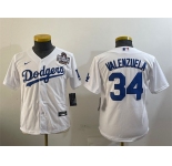 Women's Los Angeles Dodgers #34 Fernando Valenzuela White 2024 World Series Cool Base Stitched Baseball Jersey