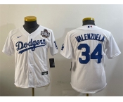 Women's Los Angeles Dodgers #34 Fernando Valenzuela White 2024 World Series Cool Base Stitched Baseball Jersey