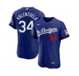Women's Los Angeles Dodgers #34 Toro Valenzuela 2021 Royal City Connect Flex Base Stitched Baseball Jersey