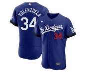 Women's Los Angeles Dodgers #34 Toro Valenzuela 2021 Royal City Connect Flex Base Stitched Baseball Jersey