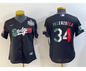 Women's Los Angeles Dodgers #34 Toro Valenzuela Black Mexico 2024 World Series Cool Base Stitched Jersey