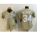 Women's Los Angeles Dodgers #34 Toro Valenzuela Cream 2024 World Series Cool Base Stitched Baseball Jersey