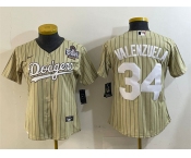 Women's Los Angeles Dodgers #34 Toro Valenzuela Cream 2024 World Series Cool Base Stitched Baseball Jersey