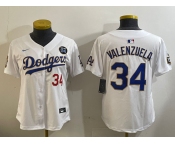 Women's Los Angeles Dodgers #34 Toro Valenzuela White Gold 2024 World Series With Fernando Memorial Patch Limited Stitched Baseball Jersey