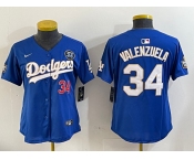 Women's Los Angeles Dodgers #34 Toro Valenzuela blue Gold 2024 World Series With Fernando Memorial Patch Limited Stitched Baseball Jersey