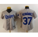 Women's Los Angeles Dodgers #37 Teoscar Hernandez Grey Cool Base Stitched Jersey