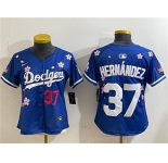 Women's Los Angeles Dodgers #37 Teoscar Hernández Royal 2025 Tokyo Series Limited Stitched Baseball Jersey