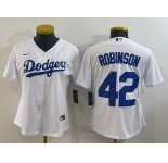 Women's Los Angeles Dodgers #42 Jackie Robinson White Stitched MLB Cool Base Nike Jersey