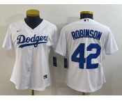 Women's Los Angeles Dodgers #42 Jackie Robinson White Stitched MLB Cool Base Nike Jersey