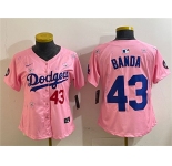 Women's Los Angeles Dodgers #43 Anthony Banda Pink 2025 Tokyo Series Limited Stitched Baseball Jersey
