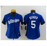 Women's Los Angeles Dodgers #5 Corey Seager Blue Game City Player Jersey