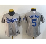 Women's Los Angeles Dodgers #5 Freddie Freeman Grey Cool Base Stitched Jersey
