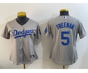 Women's Los Angeles Dodgers #5 Freddie Freeman Grey Cool Base Stitched Jersey