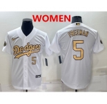 Women's Los Angeles Dodgers #5 Freddie Freeman Number White 2022 All Star Stitched Cool Base Nike Jersey
