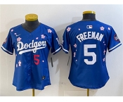 Women's Los Angeles Dodgers #5 Freddie Freeman Royal 2025 Tokyo Series Limited Stitched Baseball Jersey