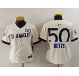 Women's Los Angeles Dodgers #50 Mookie Betts Cream 2024 City Connect Limited Jersey
