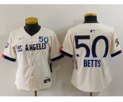 Women's Los Angeles Dodgers #50 Mookie Betts Cream 2024 City Connect Limited Jersey