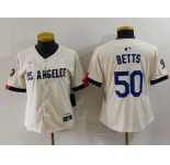 Women's Los Angeles Dodgers #50 Mookie Betts Cream 2024 City Connect Limited Stitched Jersey