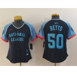 Women's Los Angeles Dodgers #50 Mookie Betts Navy 2024 All Star Limited Stitched Jersey
