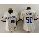 Women's Los Angeles Dodgers #50 Mookie Betts Number Cream 2024 City Connect Limited Stitched Jerseys