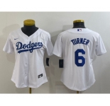 Women's Los Angeles Dodgers #6 Trea Turner White Stitched MLB Cool Base Nike Jersey