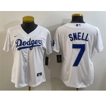 Women's Los Angeles Dodgers #7 Blake Snell White Cool Base Stitched Baseball Jersey
