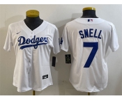 Women's Los Angeles Dodgers #7 Blake Snell White Cool Base Stitched Baseball Jersey