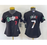Women's Los Angeles Dodgers #7 Julio Urias Black Mexico Number 2020 World Series Cool Base Nike Jersey