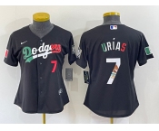 Women's Los Angeles Dodgers #7 Julio Urias Black Mexico Number 2020 World Series Cool Base Nike Jersey
