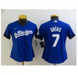 Women's Los Angeles Dodgers #7 Julio Urias Blue City Player Jersey
