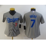 Women's Los Angeles Dodgers #7 Julio Urias Grey Stitched MLB Cool Base Nike Jersey
