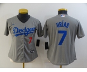Women's Los Angeles Dodgers #7 Julio Urias Grey Stitched MLB Cool Base Nike Jersey