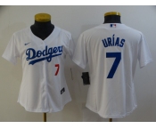 Women's Los Angeles Dodgers #7 Julio Urias White Stitched MLB Cool Base Nike Jersey