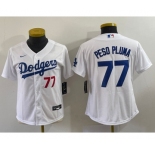Women's Los Angeles Dodgers #77 Peso Pluma Number White Stitched Cool Base Nike Jersey