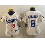 Women's Los Angeles Dodgers #8 Enrique Hernández Cream 2025 Tokyo Series Limited Stitched Baseball Jersey