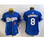 Women's Los Angeles Dodgers #8 Enrique Hernández Royal 2024 Jackie Robinson Patch Limited Stitched Jersey